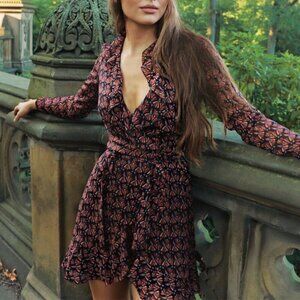 Aritiza Wilfred Louise Wrap Dress Long Sleeve Metallic Size Small